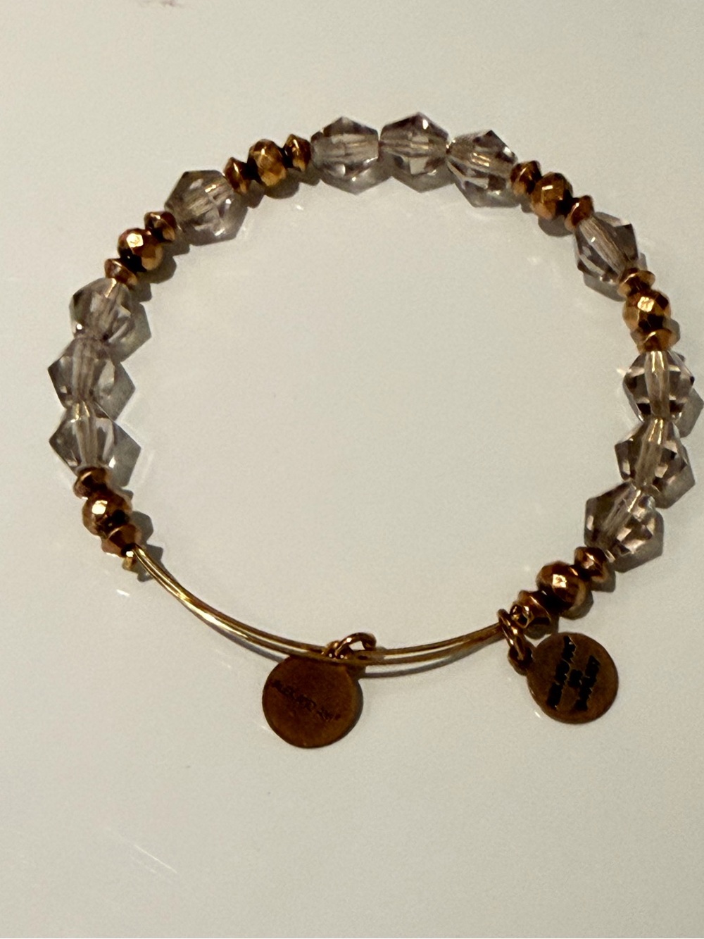 Alex and Ani Gold Tone and Clear Bracelet